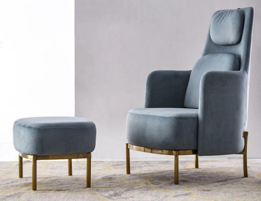 Křeslo židle čalouněná televizní kůže textil šedý design lounge