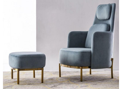 Křeslo židle čalouněná televizní kůže textil šedý design lounge