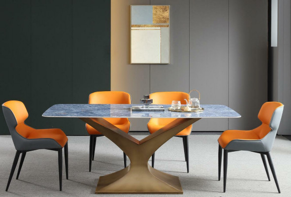 Luxus jídelní stůl kov nerezová ocel nábytek sloup stůl jídelní stoly mramor styl