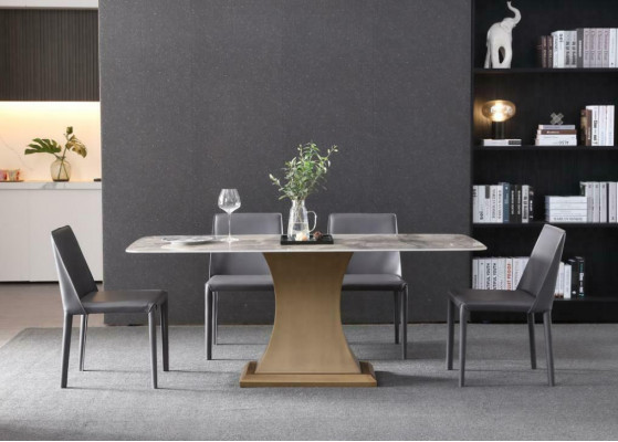 Luxus jídelní stůl nerezové oceli nábytek sloup stůl mramor styl jídelní stoly kov.