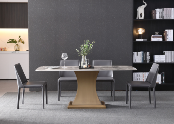 Luxus stůl z kovu nerez ostrůvek nábytek sloup stůl mramor styl jídelní stoly