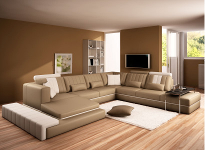 XXL Design Pohovka potah kůže Souprava sedacích součástek U-Forma Moderní Pohovka