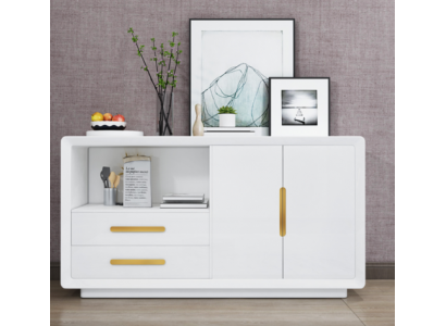 Komoda 2 dveře s 2 zásuvkami Skříň Bílá Komoda Sideboard