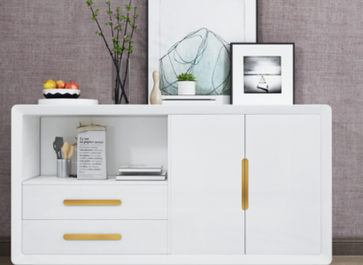 Komoda 2 dveře s 2 zásuvkami Skříň Bílá Komoda Sideboard