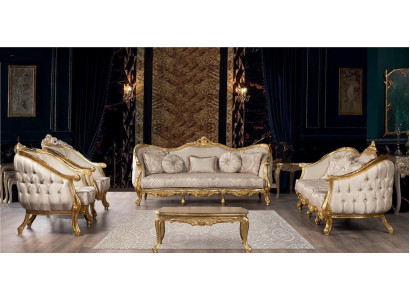 Pohovka Klasická luxusní obývací souprava pro obývací pokoj 3+3+1+1 sedačka Konferenční stolek