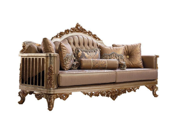 Sofa Set 3+1 Sedák Zlatý Konferenční Stůl Souprava Sedacích Garnitur Obývací Pokoj Luxusní Nové