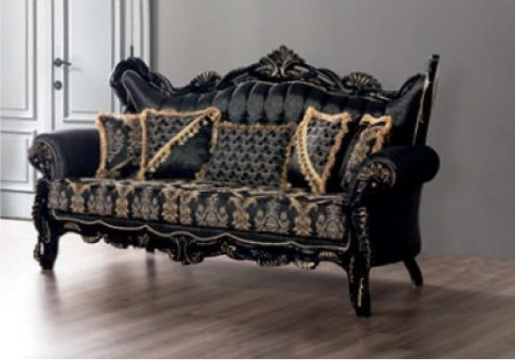 Sofa Set 3+3+1+1 Sezení Stříbrný Stůl Obývací Pokoj Luxus Černý Sedací Souprava Nový