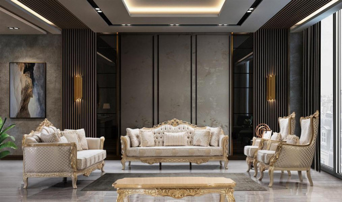 Sofa set 3+1, pohovka křeslo obývací pokoj luxusní nábytek textilie nový