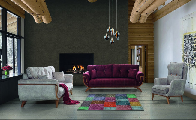 Obývací pokoj sedací souprava 3+3+1+1 dvoused adlová pohovka potahová sada textilní design