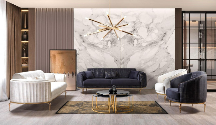 Sofa set 3311, sedadlo křesla polstrované nábytek textilie látkové luxusní nové