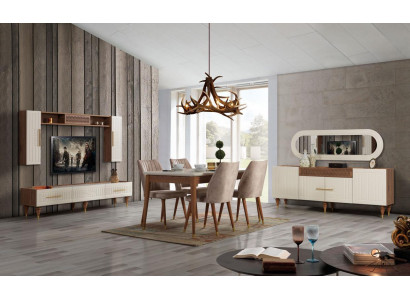 Jídelní set Kompletní set stůl 4x židle jídelní skupina dřevo 11dílný hnědý