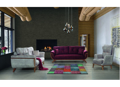 Obývací pokoj Sedačková souprava 331 Čalouněná textilie Design Modern Šedá nábytek
