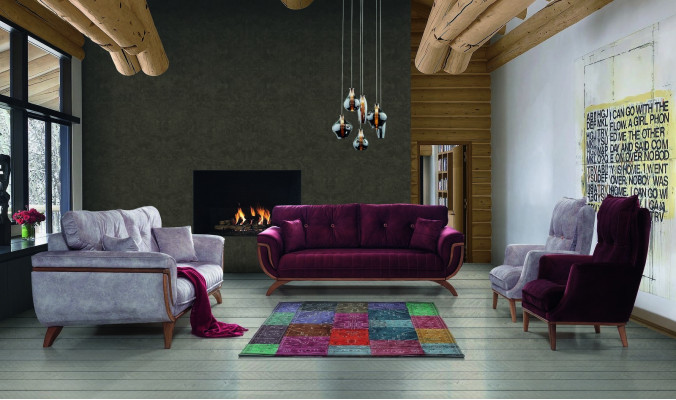 Obývací pokoj Sedačková souprava 331 Čalouněná textilie Design Modern Šedá nábytek