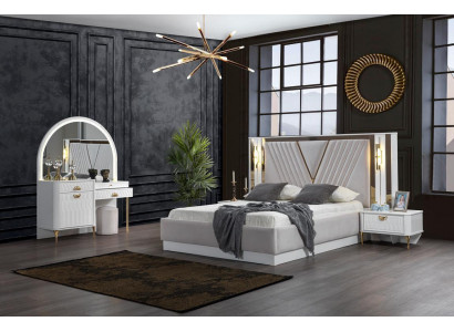 Ložnice Set Postel 2x Noční stolek 4ks Design Moderní Luxus Kompletní