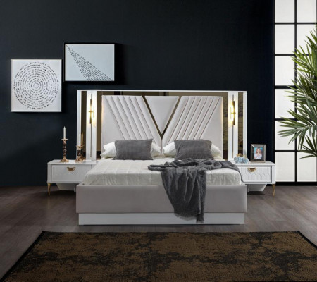 Ložnice Set Postel 2x Noční stolek 4ks Design Moderní Luxus Kompletní
