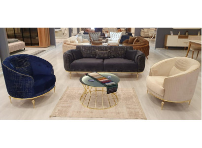 Sofa set 3+1+1 sedežů Obývací pokoj Nábytek Pohovky + Křesla 3dílný.