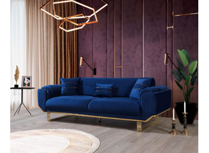 Modré pohovka Obývací pokoj Pohovka 3př Blaží zabuchněný Pohovka Designer Pohovka Potahová Pohovky Textilní Nový