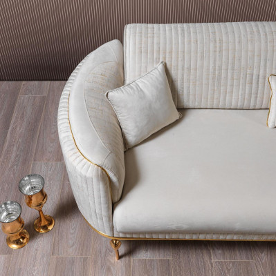 Pohovka 3místná Designer Pohovka Gauč Poťahové Pohovky Textil Bílá Moderní Třímístná
