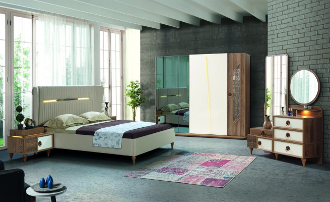 Ložnice šatní skříň skříň dřevo design hnědý luxus LED skříně