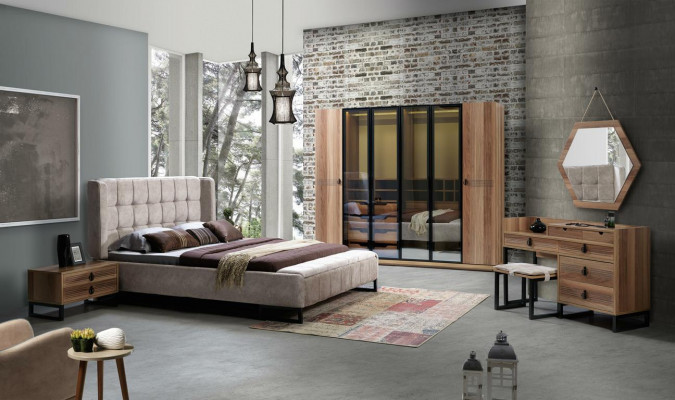 Ložnice zrcadlová komoda dřevo Moderní design Luxus hnědá nová