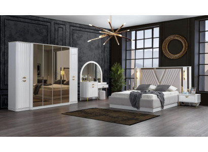 Ložnice Set Postel 2x noční stolky Šatní skříň 5 kusů Moderní nový