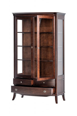 Obývací pokoj Nábytek Klasická vitrína Dřevo Sklo Skleněný skříň Vitrína Nová