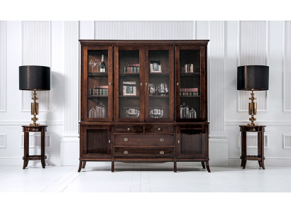 Skříň na zeď, nábytek, dřevo, barokní styl, lesklý povrch, bufet, vitrína, skříň