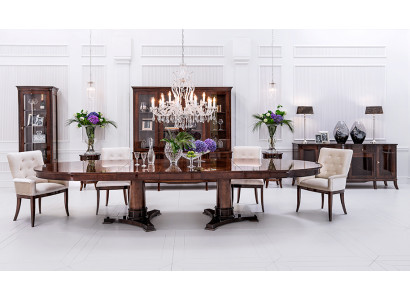 Luxusní set obývacího pokoje a jídelny 8 kusů: stůl, příborník, židle, vitrína