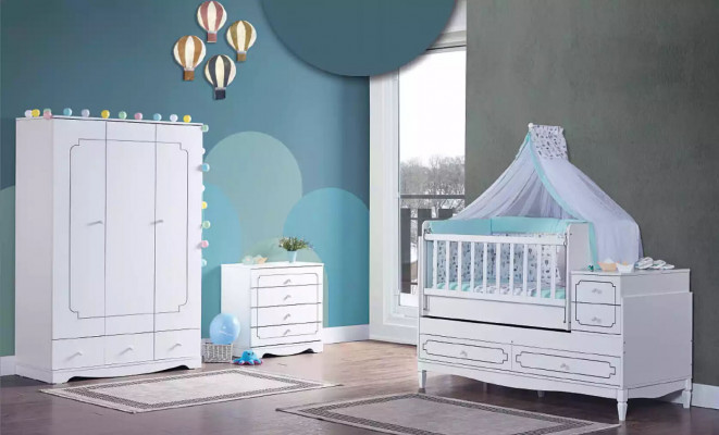 Šatní skříň bílý dřevo skříně dětský pokoj nábytek design Bílá