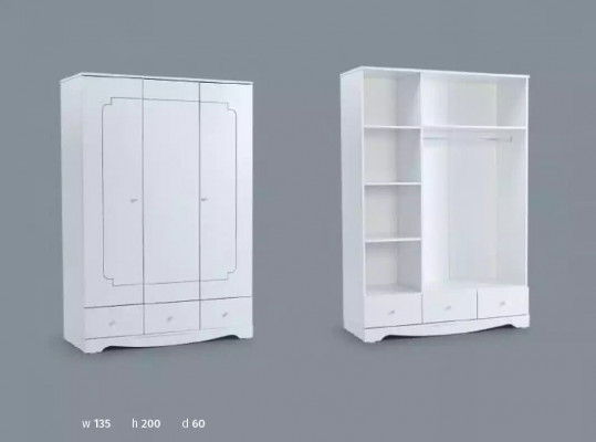Šatní skříň bílý dřevo skříně dětský pokoj nábytek design Bílá