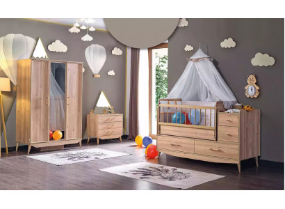 Skříň na oblečení z hnědého dřeva - design nábytku do ložnice, šatní skříň elegantního provedení.