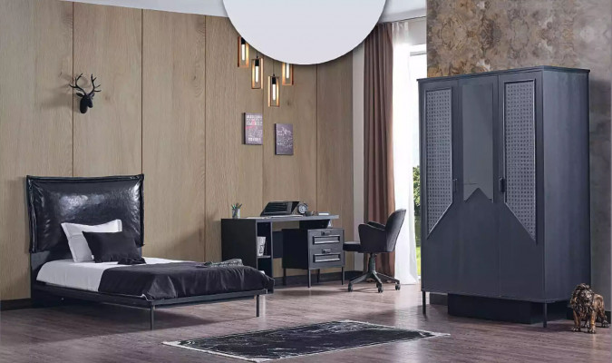 Kleiderschrank Skříň Nábytek Ložnice Skříně Dřevo Podkrovní zařízení Černá