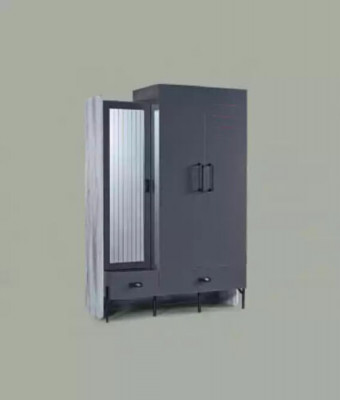 Šatní skříň Šedá Šatník Skříně Ložnice Dřevo Nábytek Vybavení 134cm