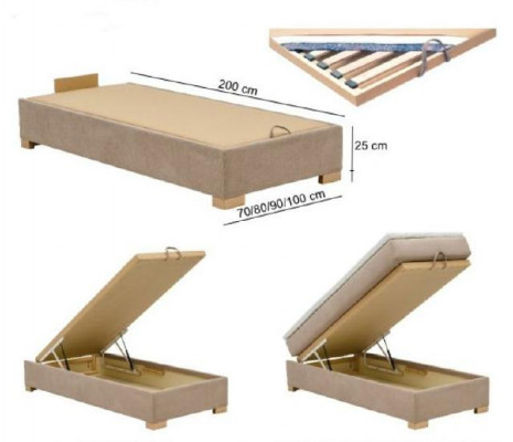 Continental Boxspring Postel Bet Polštář Vysoký Dvojitý Kůže Textilní Postel