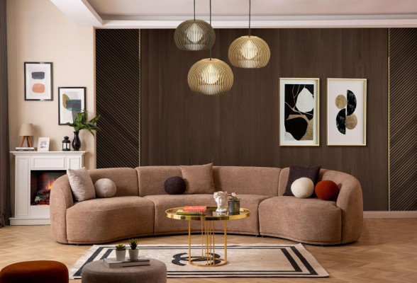Designer Kruhová sofa hnědá rohová souprava moderní nábytek obývací pokoj luxusní pohovky