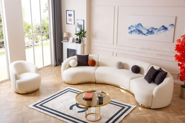 Designer obývací pokoj set Moderní sofa souprava Kulaté sofa + 1-sedačka 2 kusy
