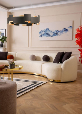 Designer kulatá pohovka Bílá rohová sedací souprava Moderní nábytek v obývacím pokoji Luxusní