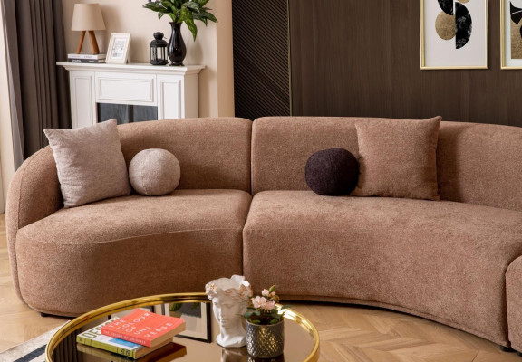 Designer Kruhová sofa hnědá rohová souprava moderní nábytek obývací pokoj luxusní pohovky