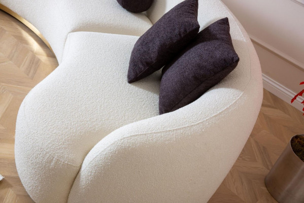 Designer kulatá pohovka Bílá rohová sedací souprava Moderní nábytek v obývacím pokoji Luxusní