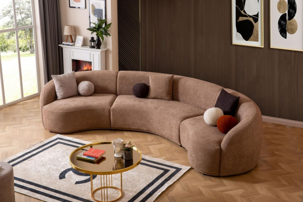 Designer Kruhová sofa hnědá rohová souprava moderní nábytek obývací pokoj luxusní pohovky