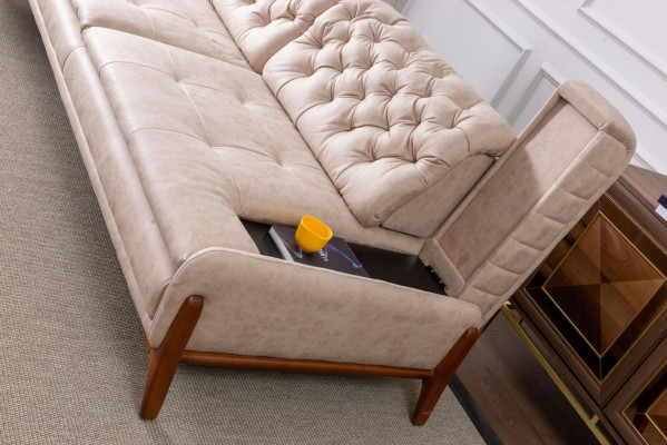 Modern Sofa 3 - Sitzer Designer Beige Farbe Stil 240 cm Wohnzimmer Beige Sofas