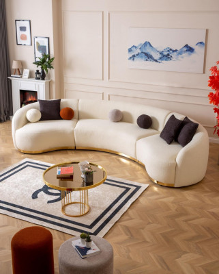 Designer obývací pokoj set Moderní sofa souprava Kulaté sofa + 1-sedačka 2 kusy