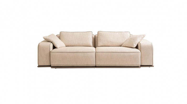 Pohovka třímístná Moderní pohovka 3 sedadla Beige látková tkanina Pohovka s látkovým potahem