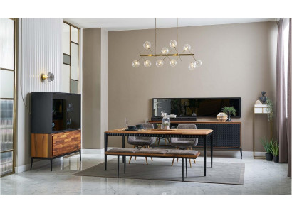 Jídelní stůl jídelní skupina sestava jídelního kout 9dílná dřevo hnědá