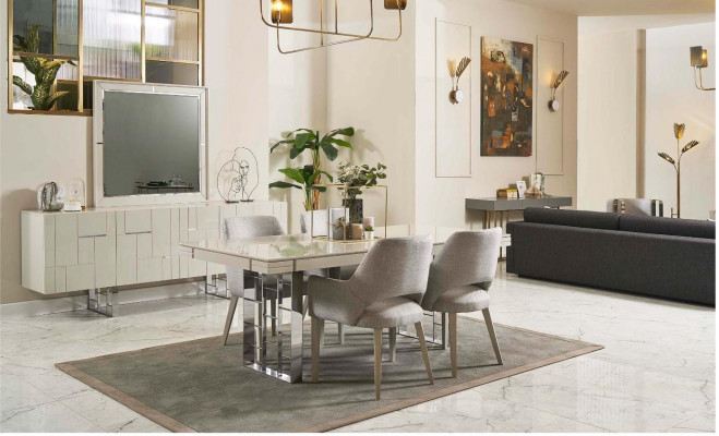 Skupina jídelní kout jídelní pokoj jídelní skupina jídelní nábytek set 9 kusů dřevo béžová