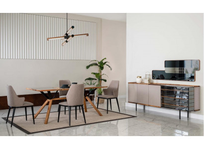 Jídelní nábytek Jídelní kout Jídelní místnost Jídelní skupina 9dílná Dřevo Beige Souprava