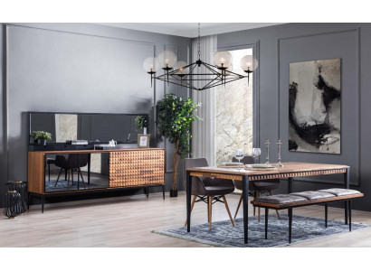 Skupina jídelní kout jídelna jídelní set jídelní nábytek set 8 kusů dřevo hnědá