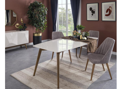 Moderní kompletní jídelní stůl, moderní 4x židle, designový nábytek do jídelny.