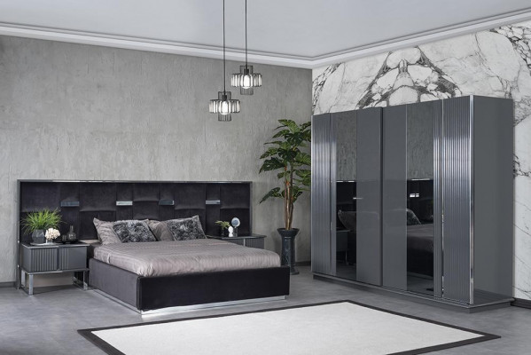 Kompletní ložnice nábytek Dvojlůžko 2x noční stolky Luxusní šatní skříň