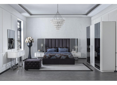 Ložnice 6 kusů Postel 2x Noční stolky Luxusní Šatník Design Toaletní stůl